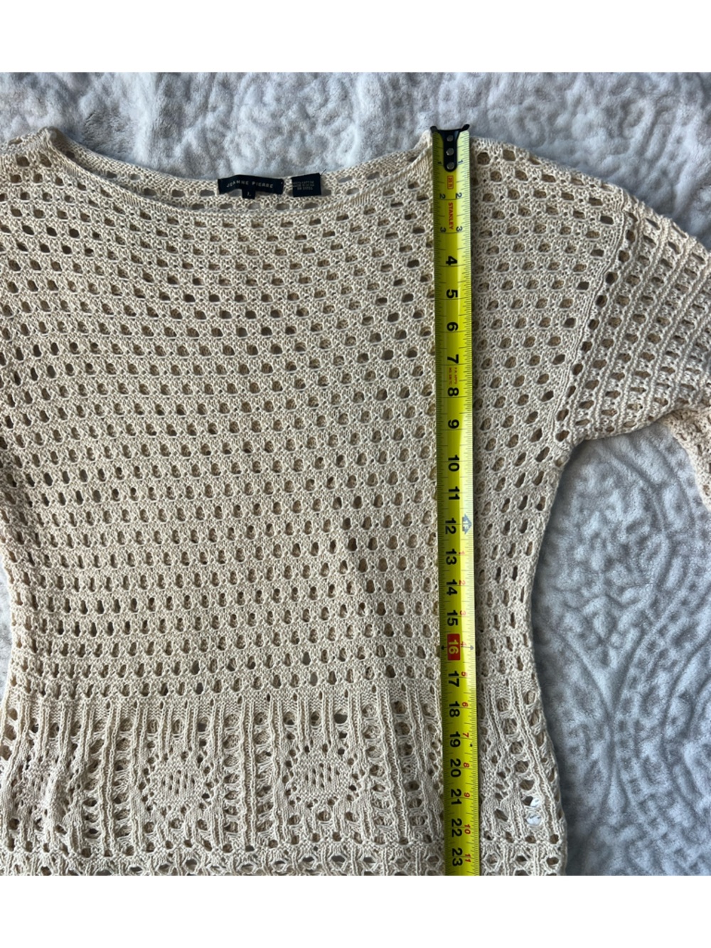 Jeanna Pierre Cream Open Knit Crochet Light weight Boho Chic Layering Piece | L - Picture 6 of 7